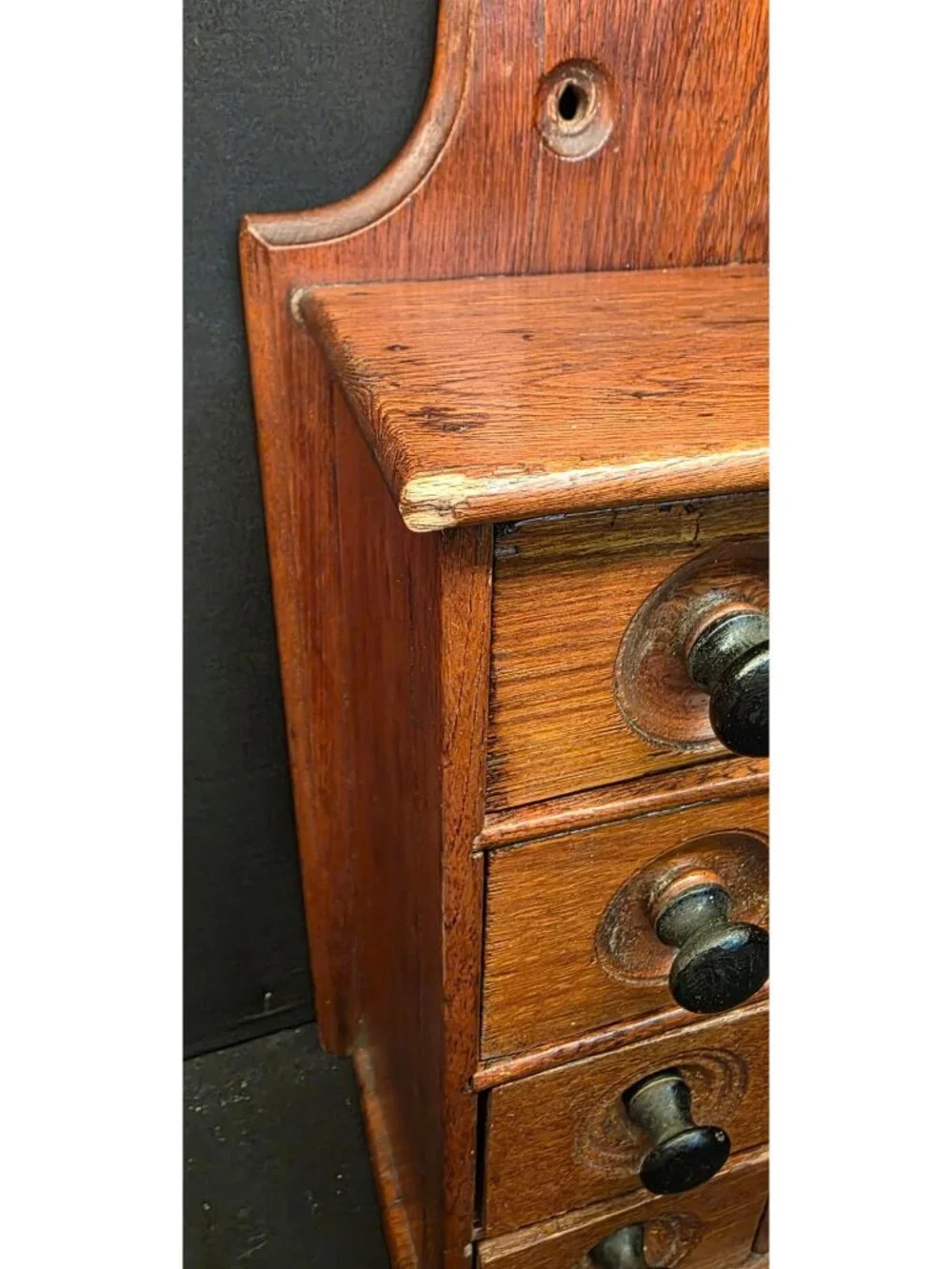Antique Wood Spice Chest 8 Drawer Apothecary Cabinet Primitive Wall or Tabletop